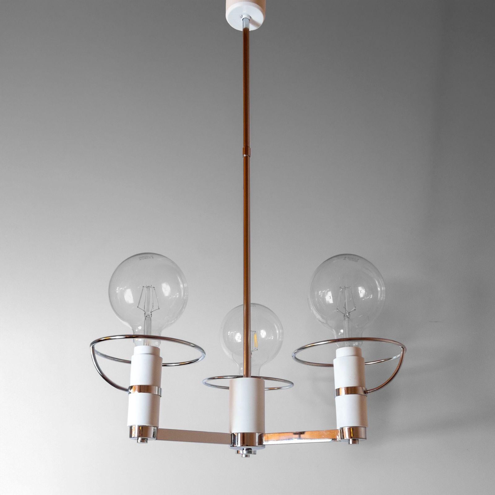 Italian Space Age Chromed Chandelier, Italy 1970s For Sale