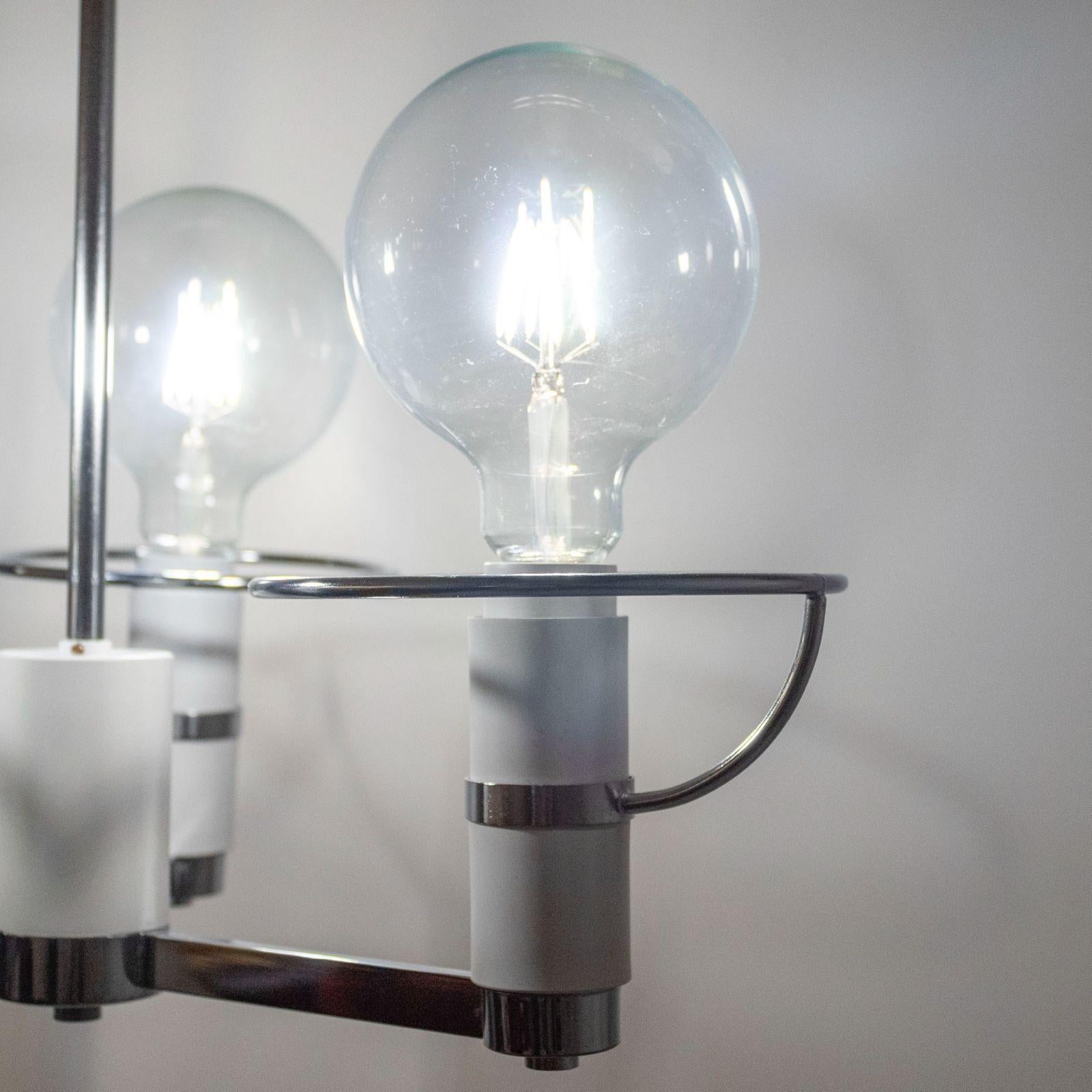 Metal Space Age Chromed Chandelier, Italy 1970s For Sale