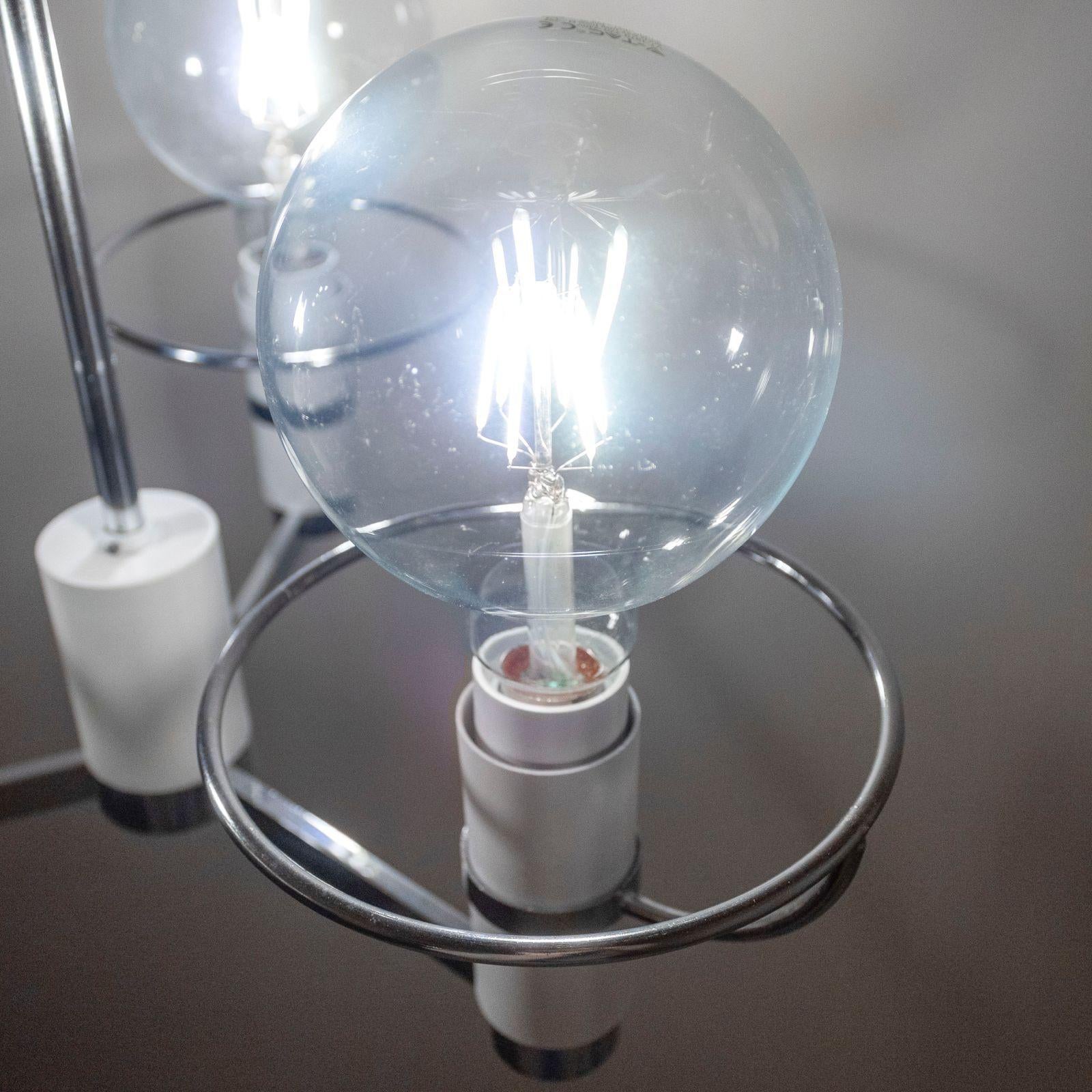 Space Age Chromed Chandelier, Italy 1970s For Sale 1