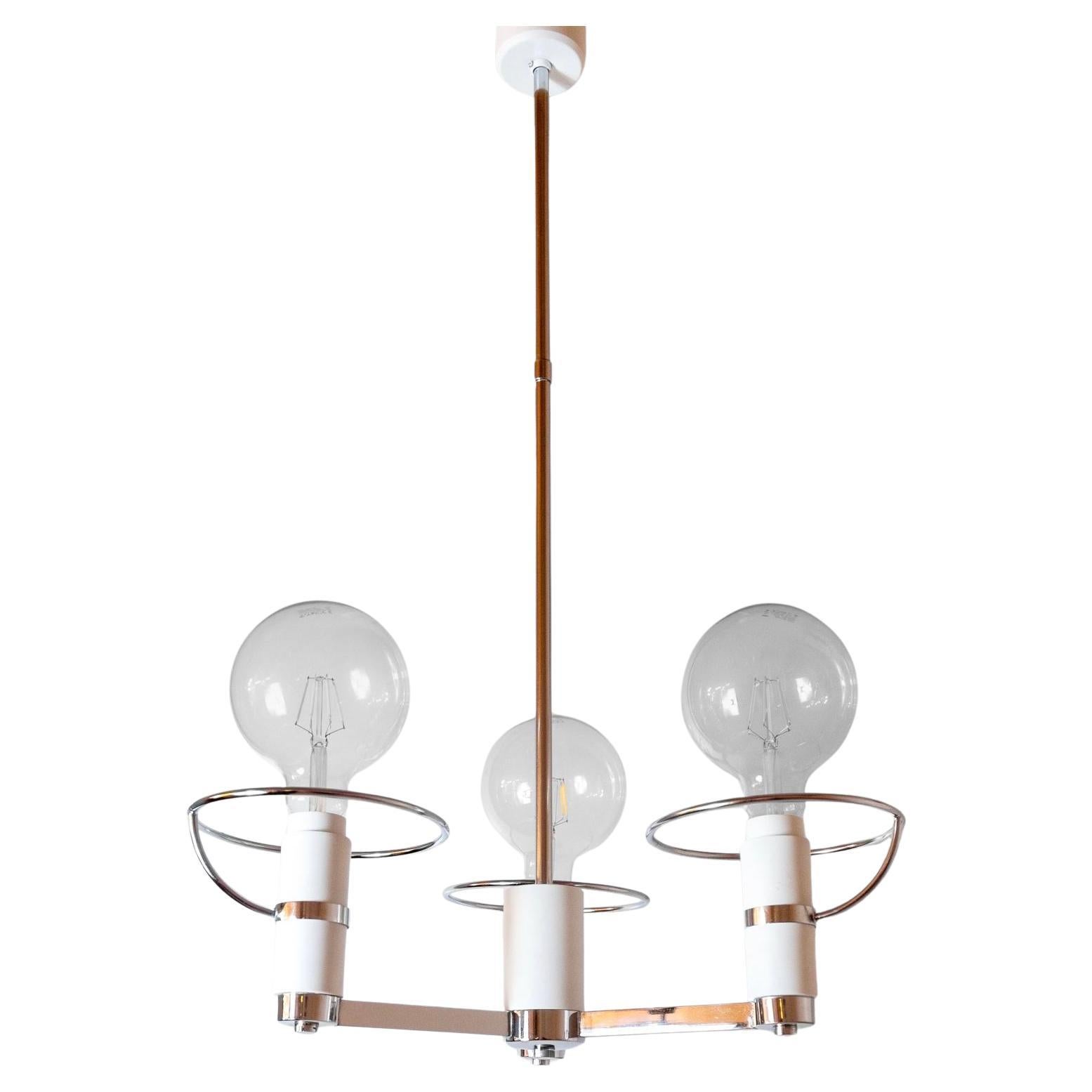 Space Age Chromed Chandelier, Italy 1970s