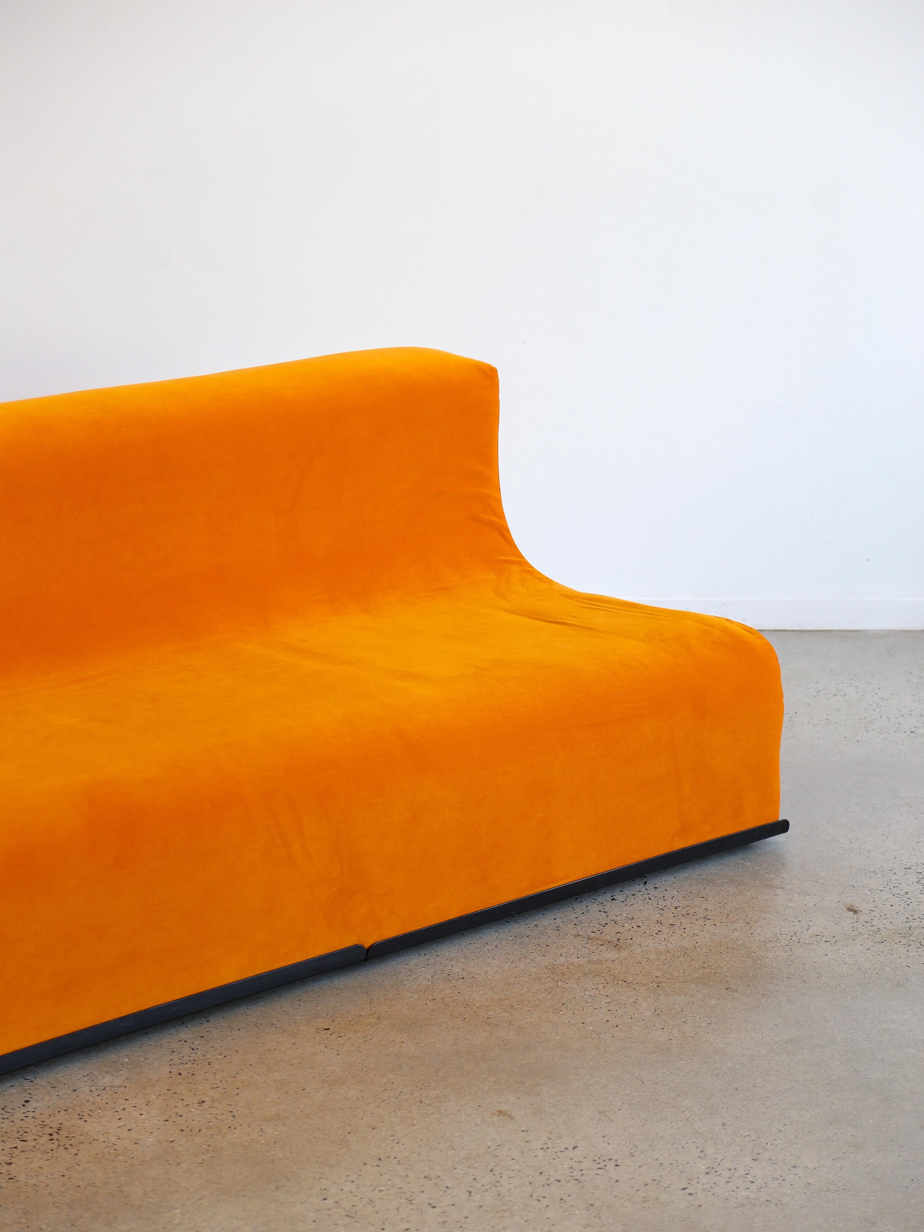 Italian Space Age Three Seater Orange Sofa For Sale