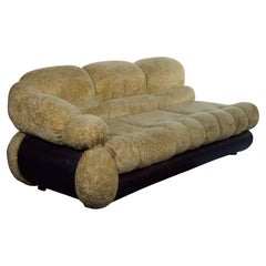 Space Age Three-Seater Sofa by Adriano Piazzesi in Teddy Bear & Leatherette