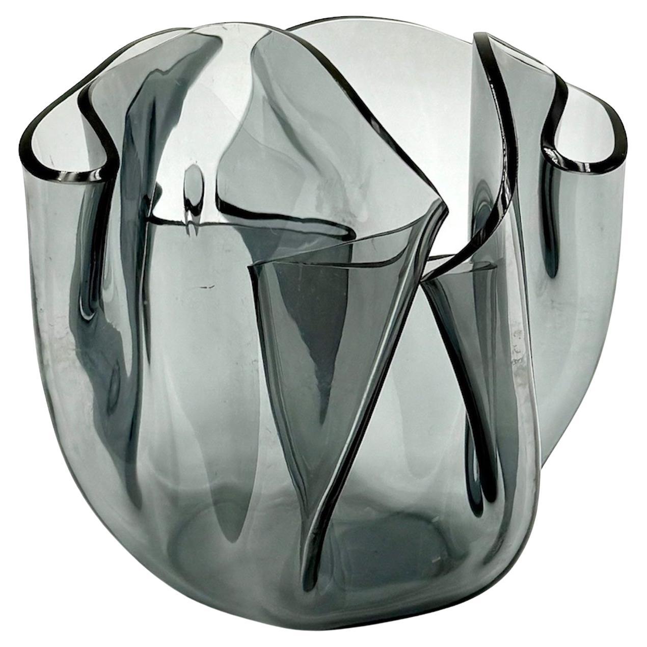Space Age 'Tissue' Grey Vase by Luigi Massoni for Guzzini - MCM 70s Masterpiece
