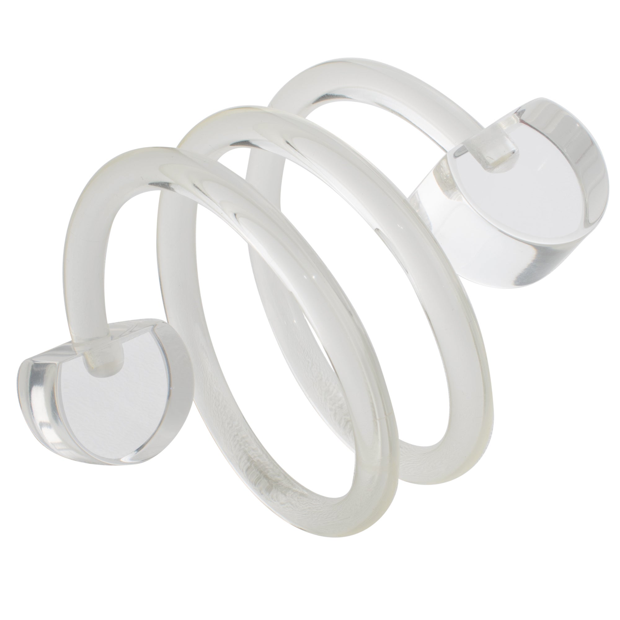 Space Age Transparent Lucite Plexiglass Coiled Bangle Bracelet