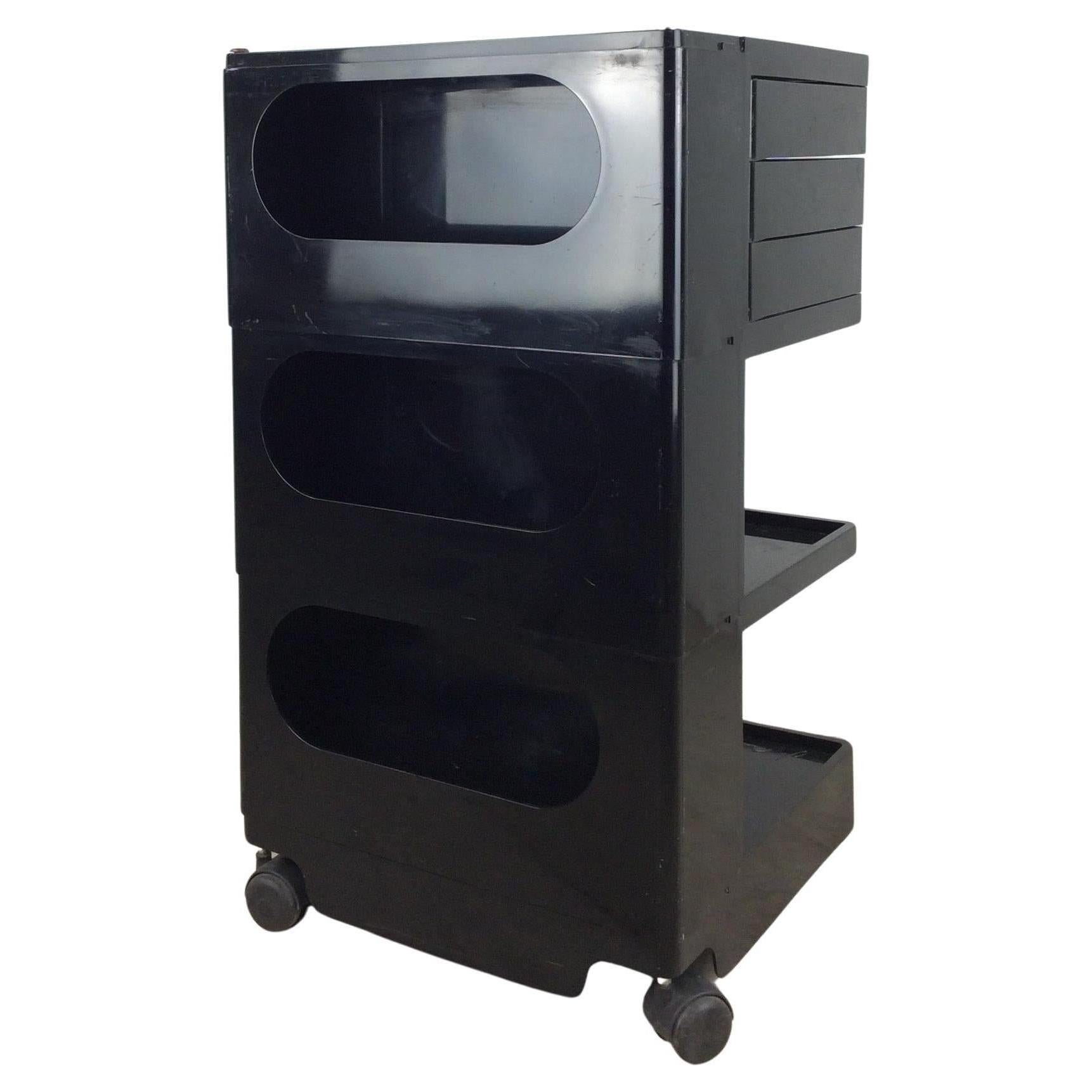 Space Age Trolley "Baby" by Joe Colombo Black Modular Storage Cart