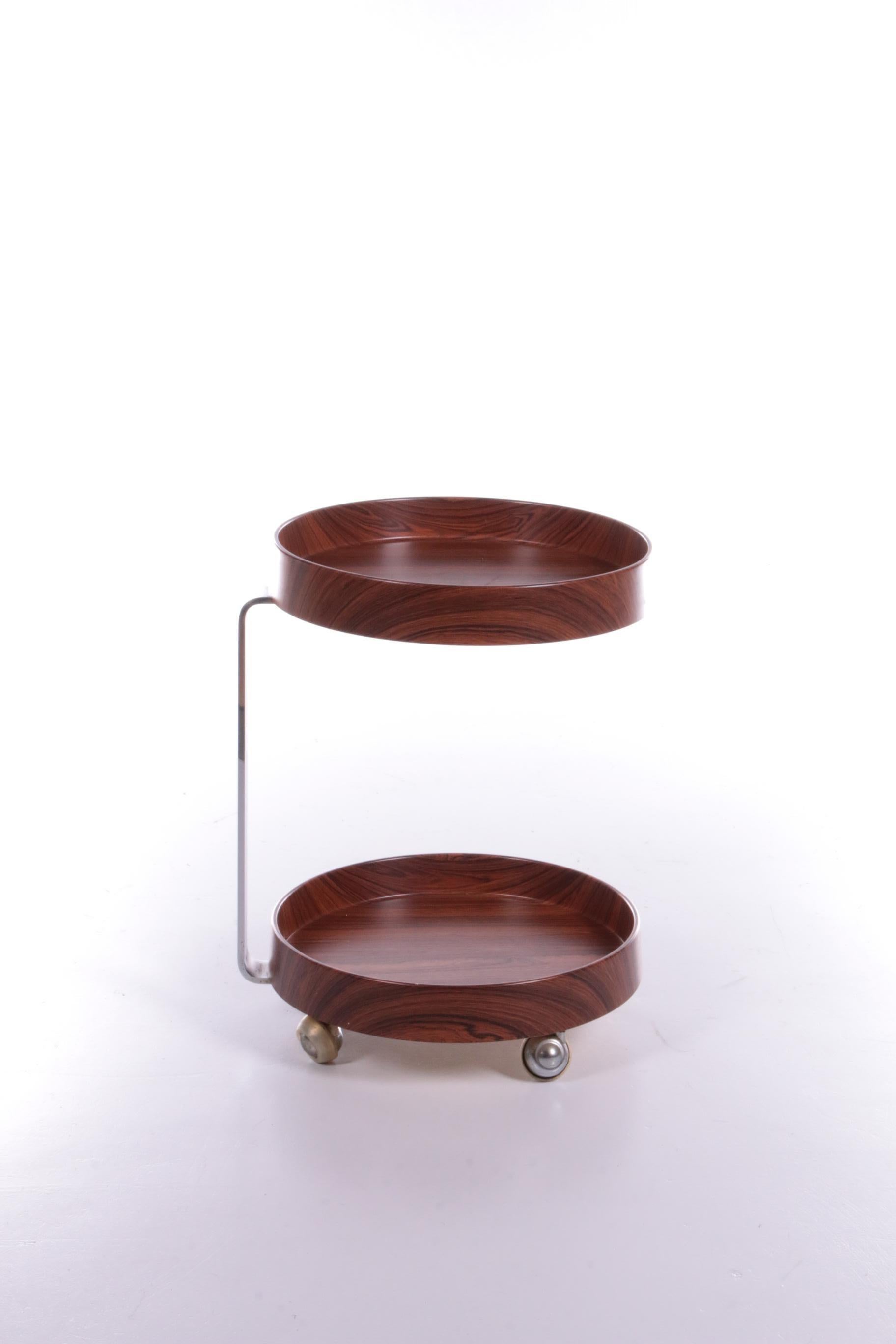 Chrome Space Age Trolley Side Table with Wheels