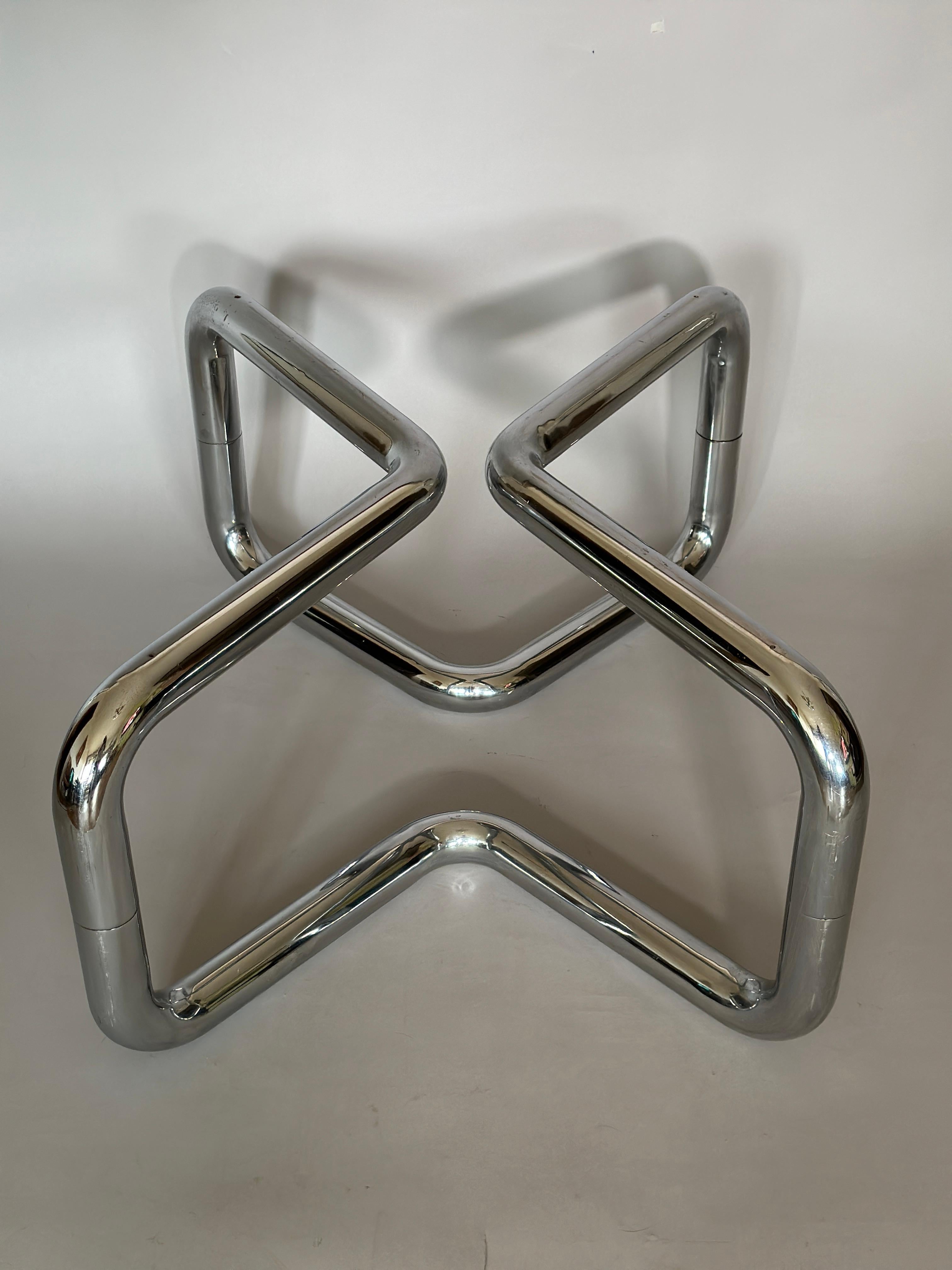 Metal Space Age Tubular Chrome Base Coffe Table Italy 1970s For Sale