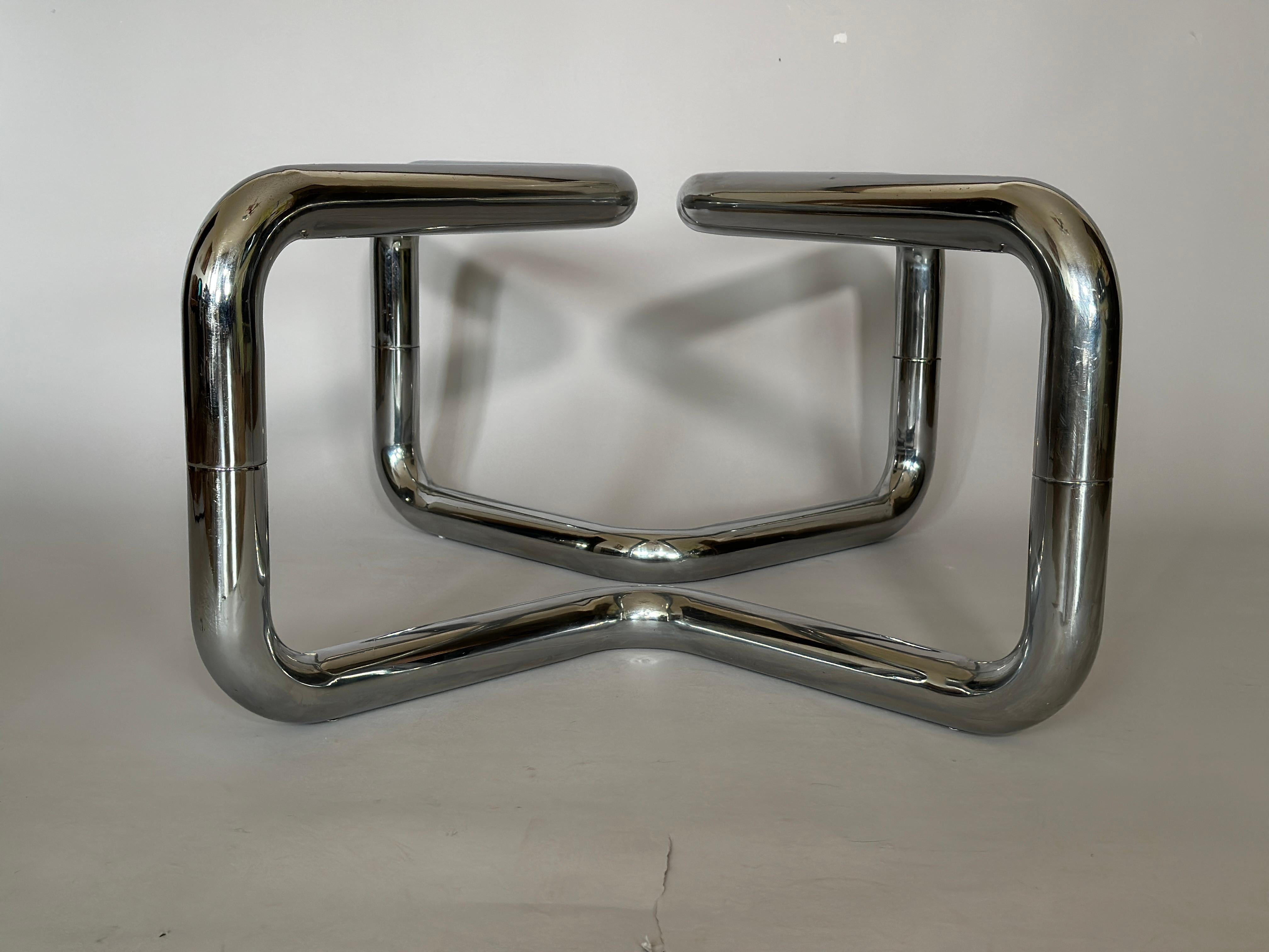 Space Age Tubular Chrome Base Coffe Table Italy 1970s For Sale 1