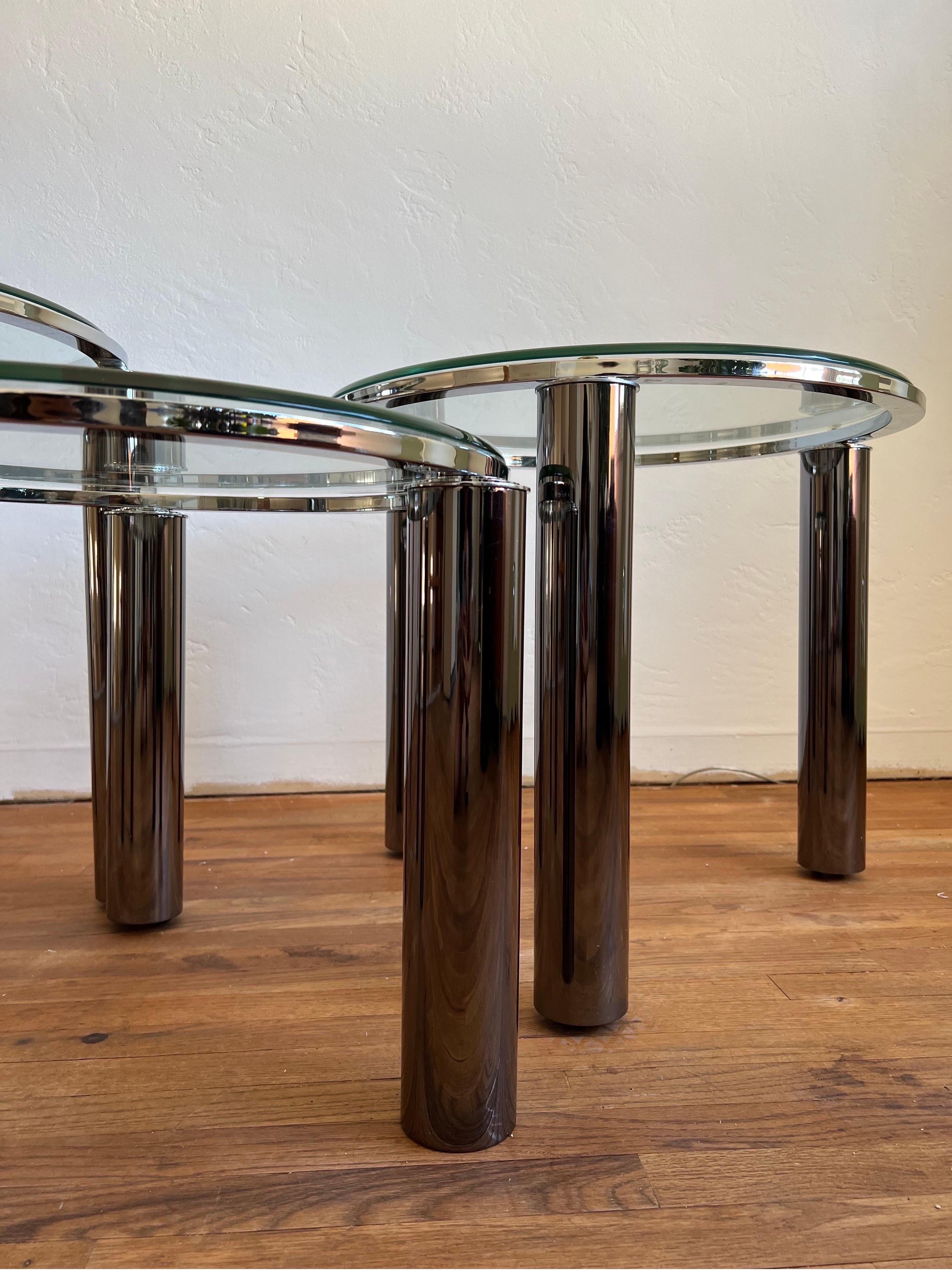 Space-Age Tubular Chrome Swivel Nesting Tables, Set of 3 In Good Condition In La Mesa, CA