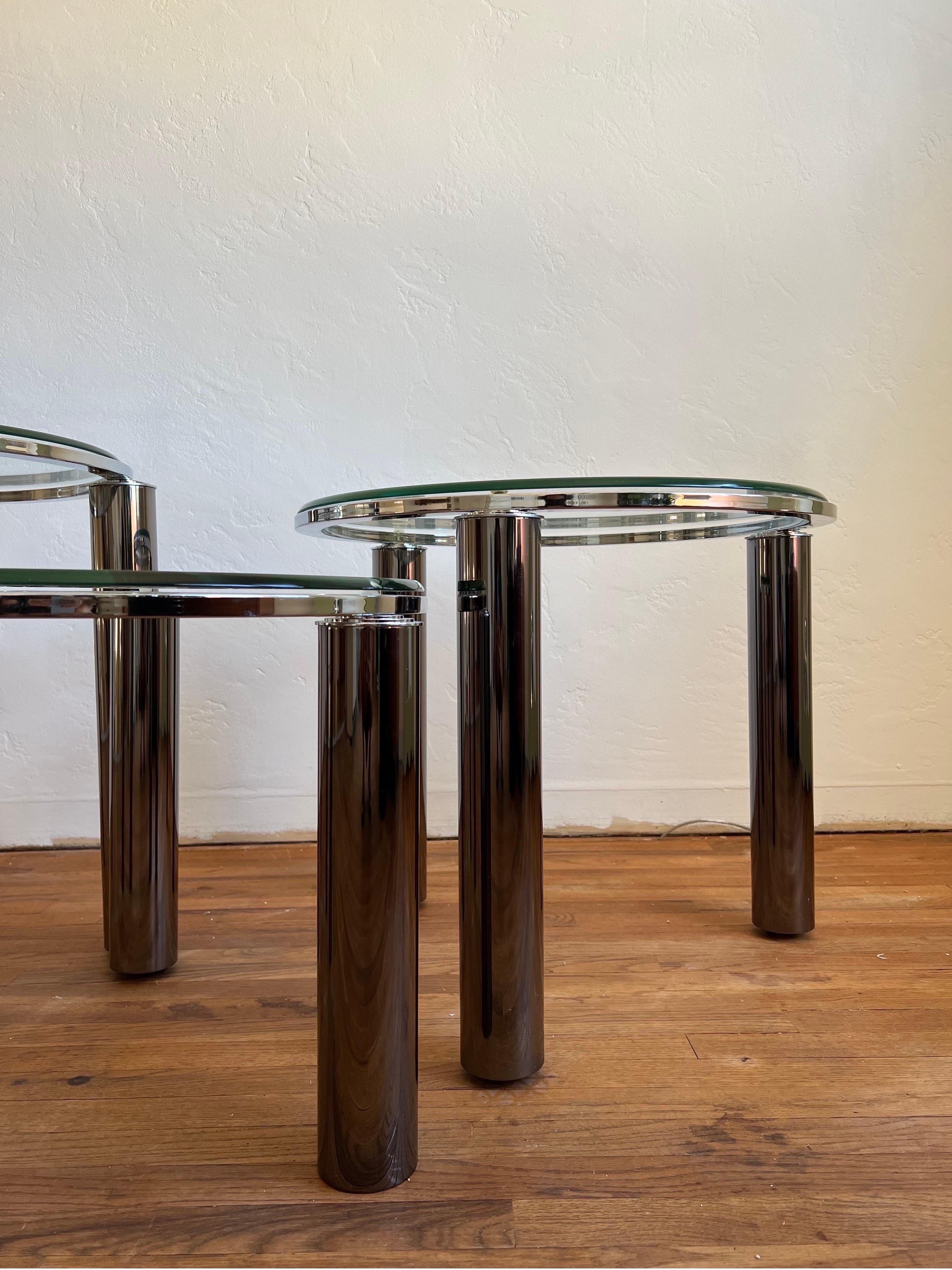 Space-Age Tubular Chrome Swivel Nesting Tables, Set of 3 1