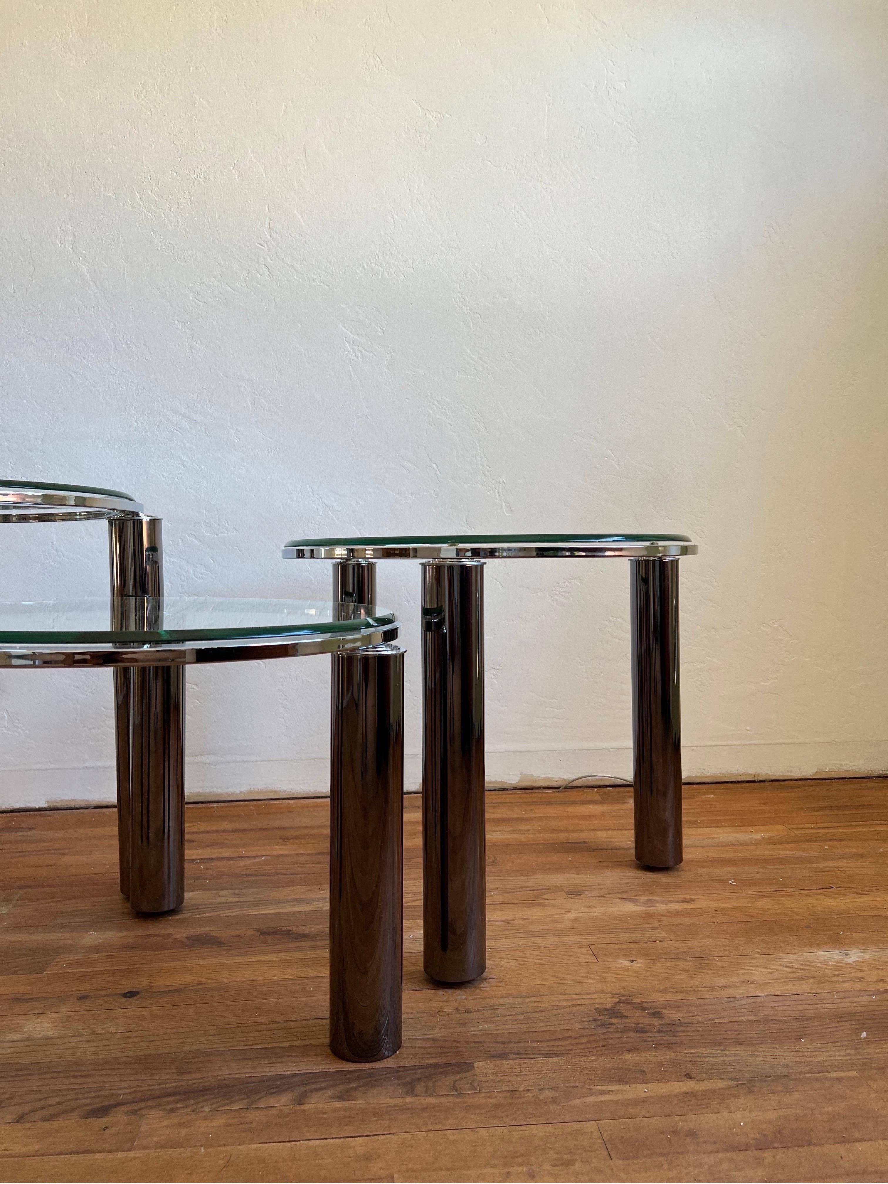 Space-Age Tubular Chrome Swivel Nesting Tables, Set of 3 2