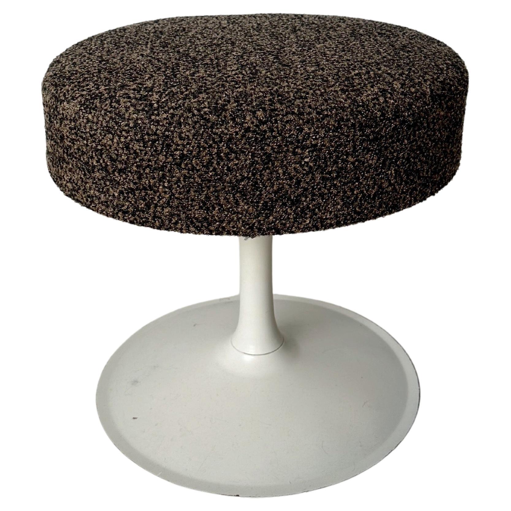 Space Age Tulip Chair / Stool with New Black & Brown Boucle Upholstery