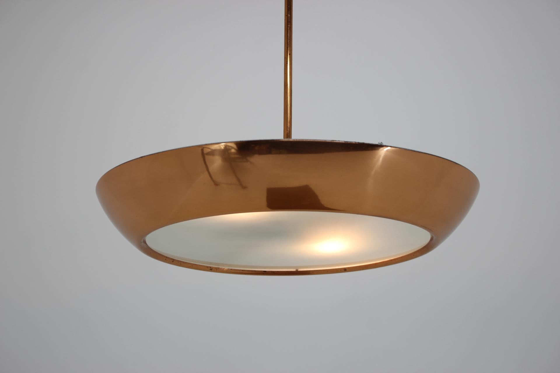 Czech Space Age UFO Brass Pendant by Josef Hurka for Napako, 1950s For Sale