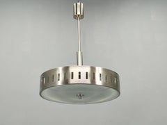 Space Age UFO Chandelier, Metal and Glass, Czechoslovakia 1970s