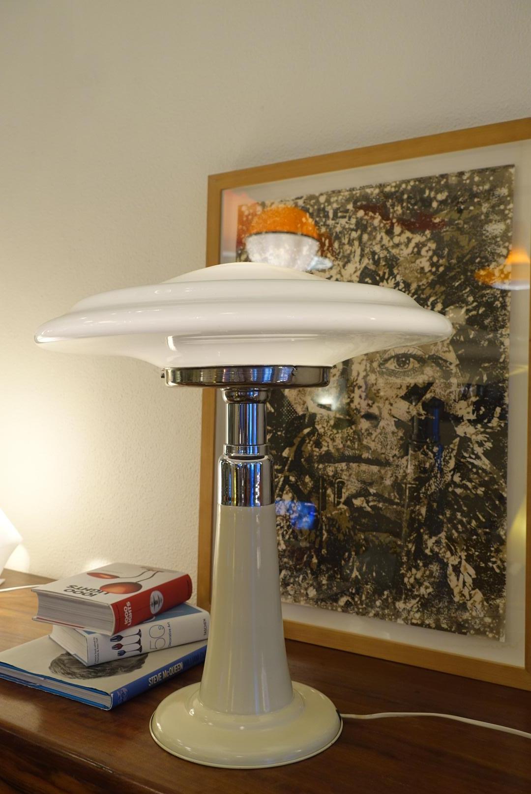 Space Age UFO Opaline Glass Table Lamp from Gaivota 2