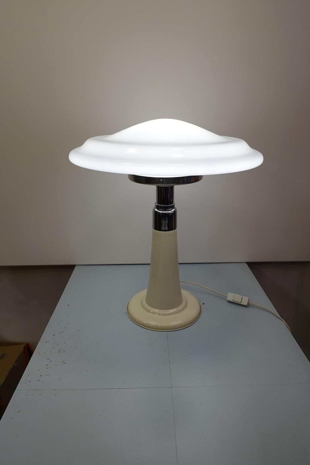 Space Age UFO Opaline Glass Table Lamp from Gaivota In Good Condition In Lisboa, PT