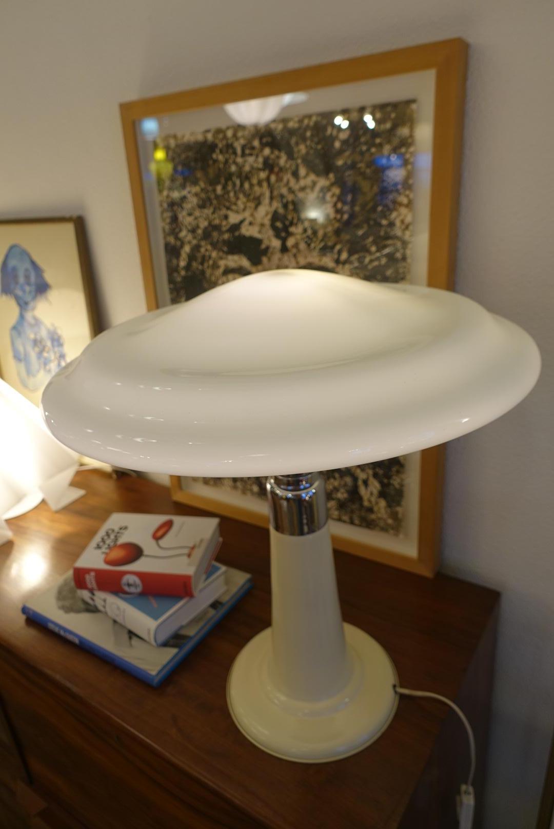 Space Age UFO Opaline Glass Table Lamp from Gaivota 1