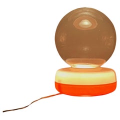 Orange Space Age UFO-Tischlampe mit Glasschale, Space Age UFO, 1960er Jahre