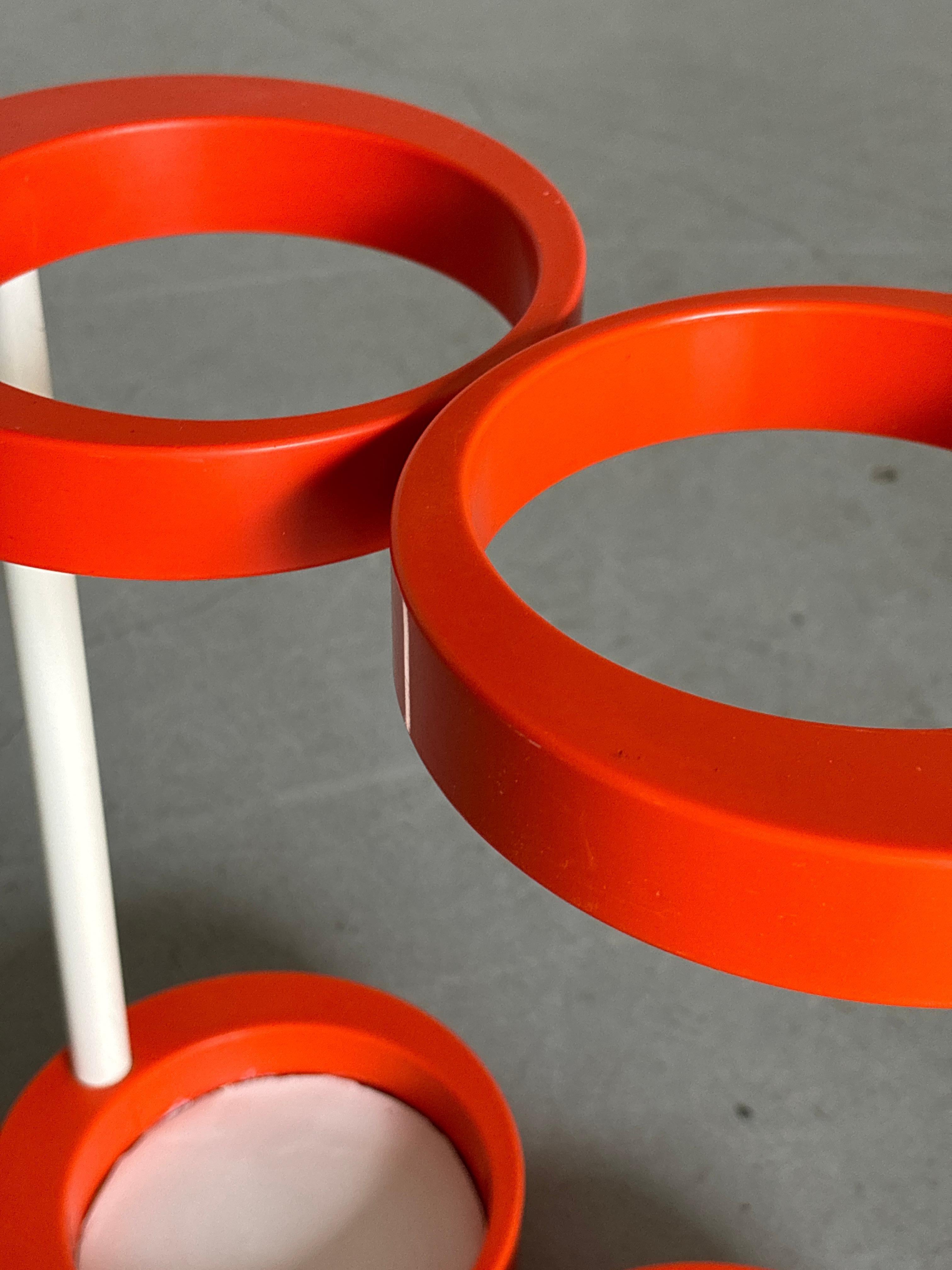 Space Age Umbrella Holder, Orange and White Plastic, Mid-Century 1970s Stand For Sale 4
