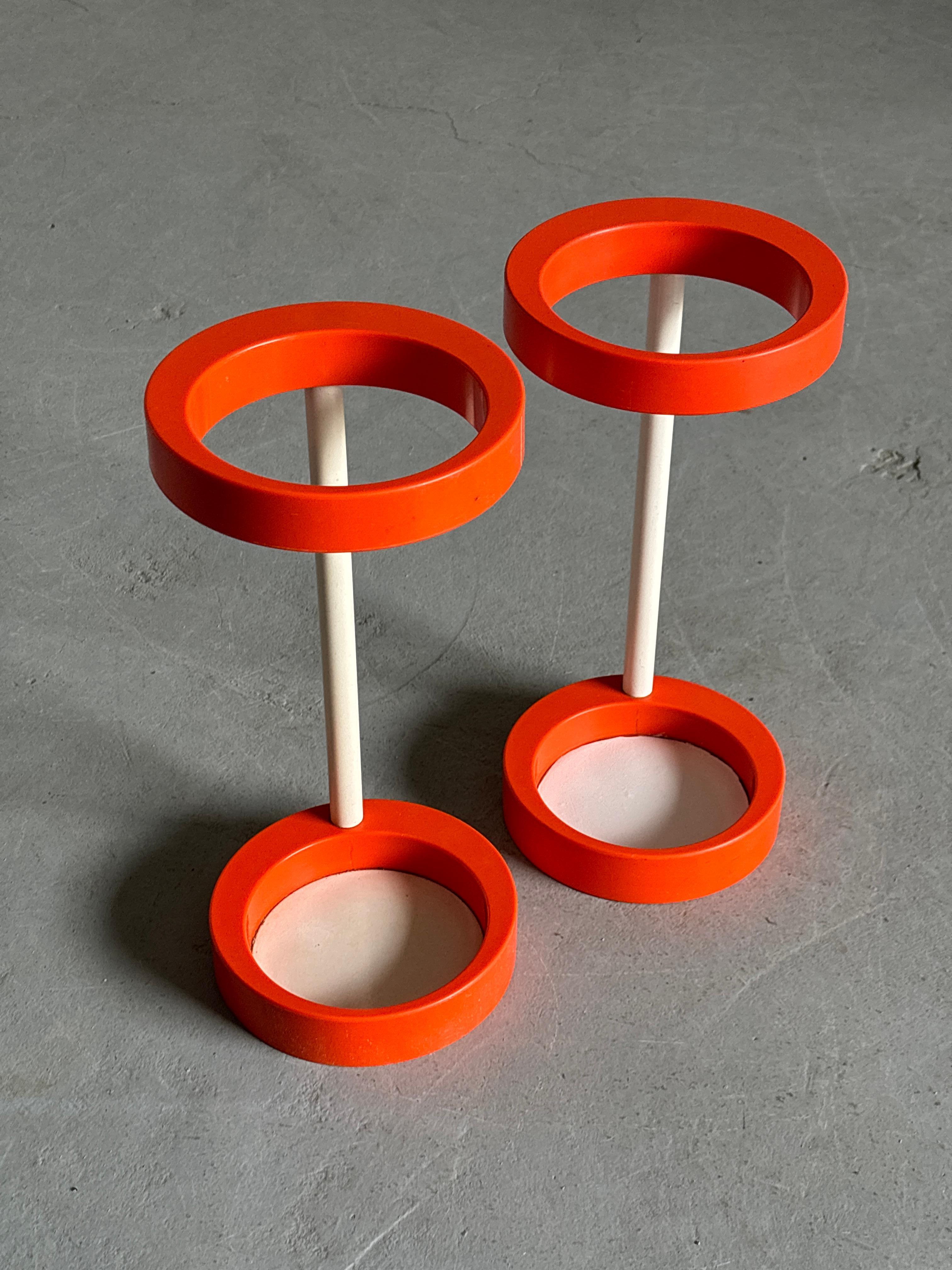 European Space Age Umbrella Holder, Orange and White Plastic, Mid-Century 1970s Stand For Sale