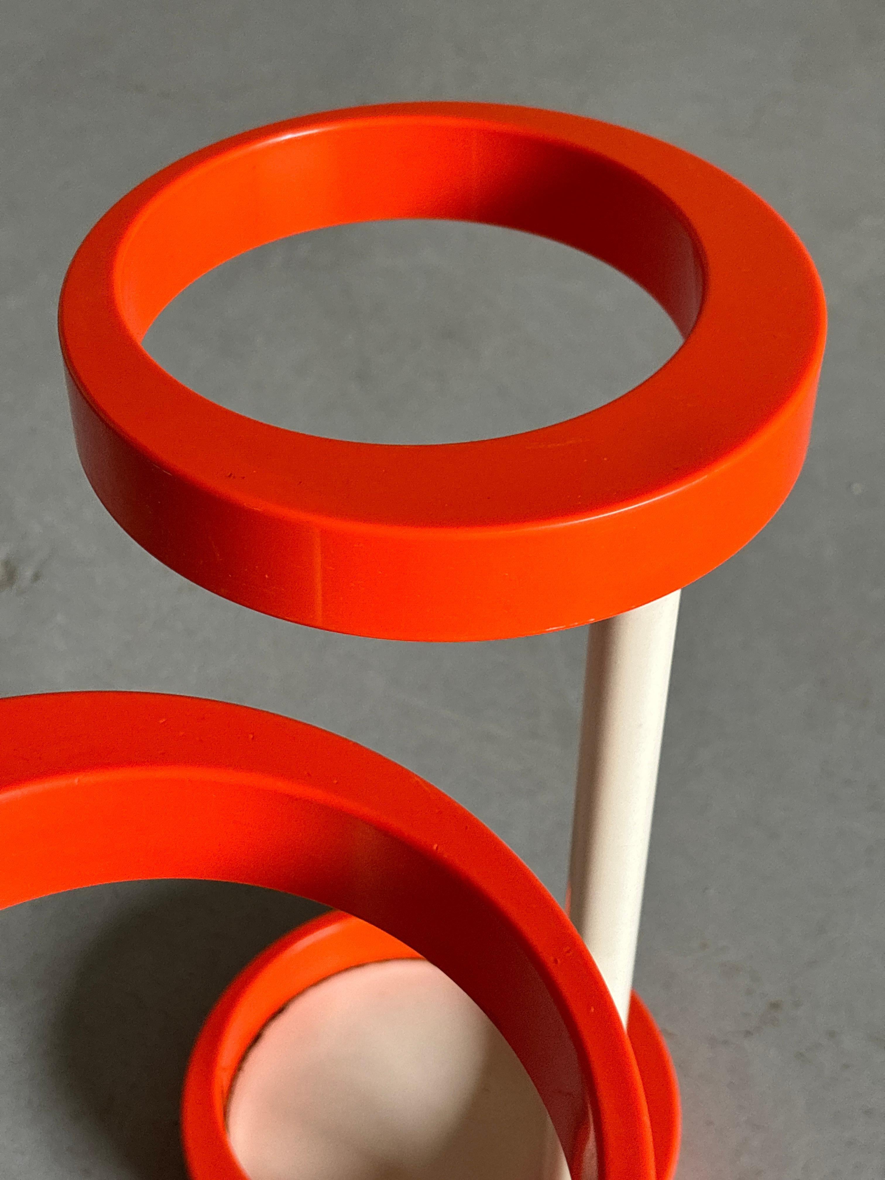 Space Age Umbrella Holder, Orange and White Plastic, Mid-Century 1970s Stand In Good Condition For Sale In Zagreb, HR