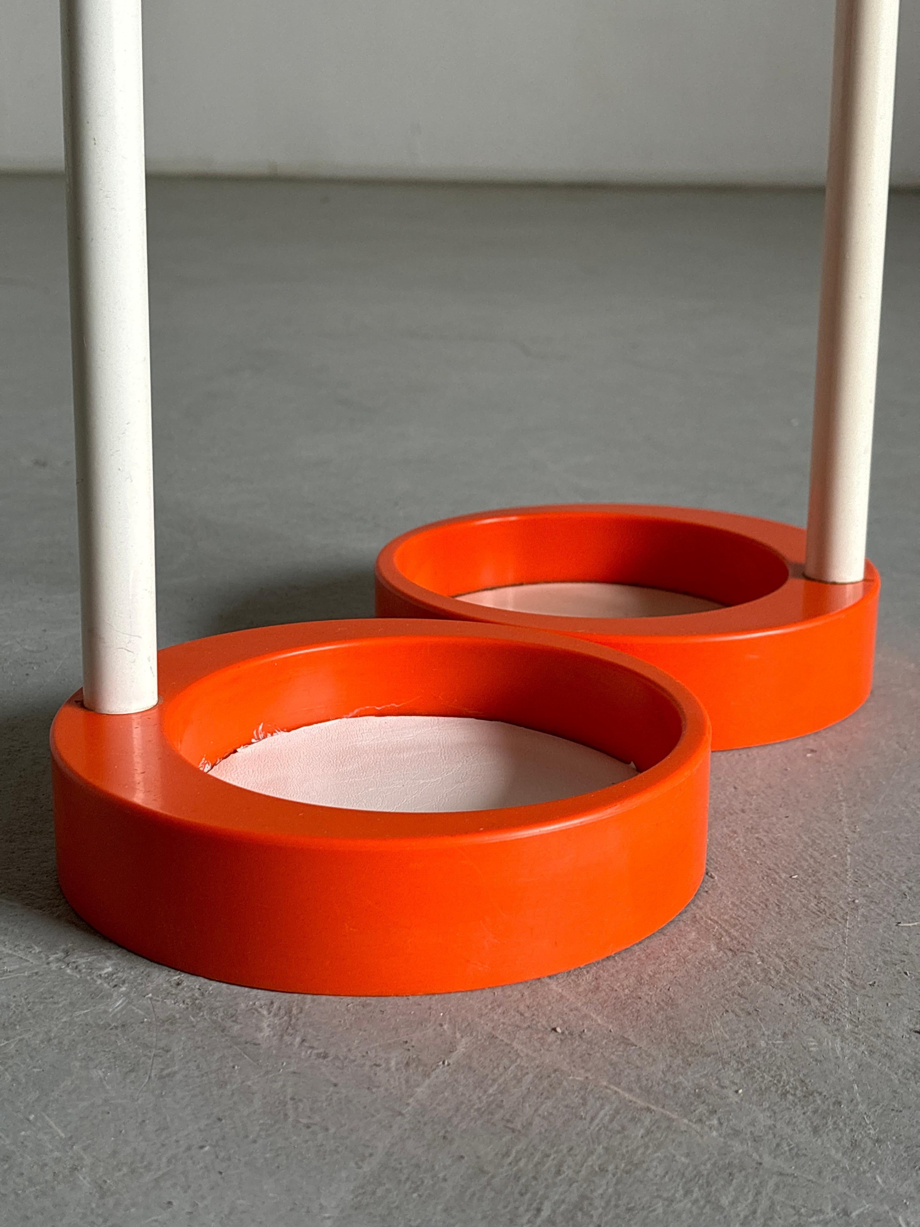 Late 20th Century Space Age Umbrella Holder, Orange and White Plastic, Mid-Century 1970s Stand For Sale