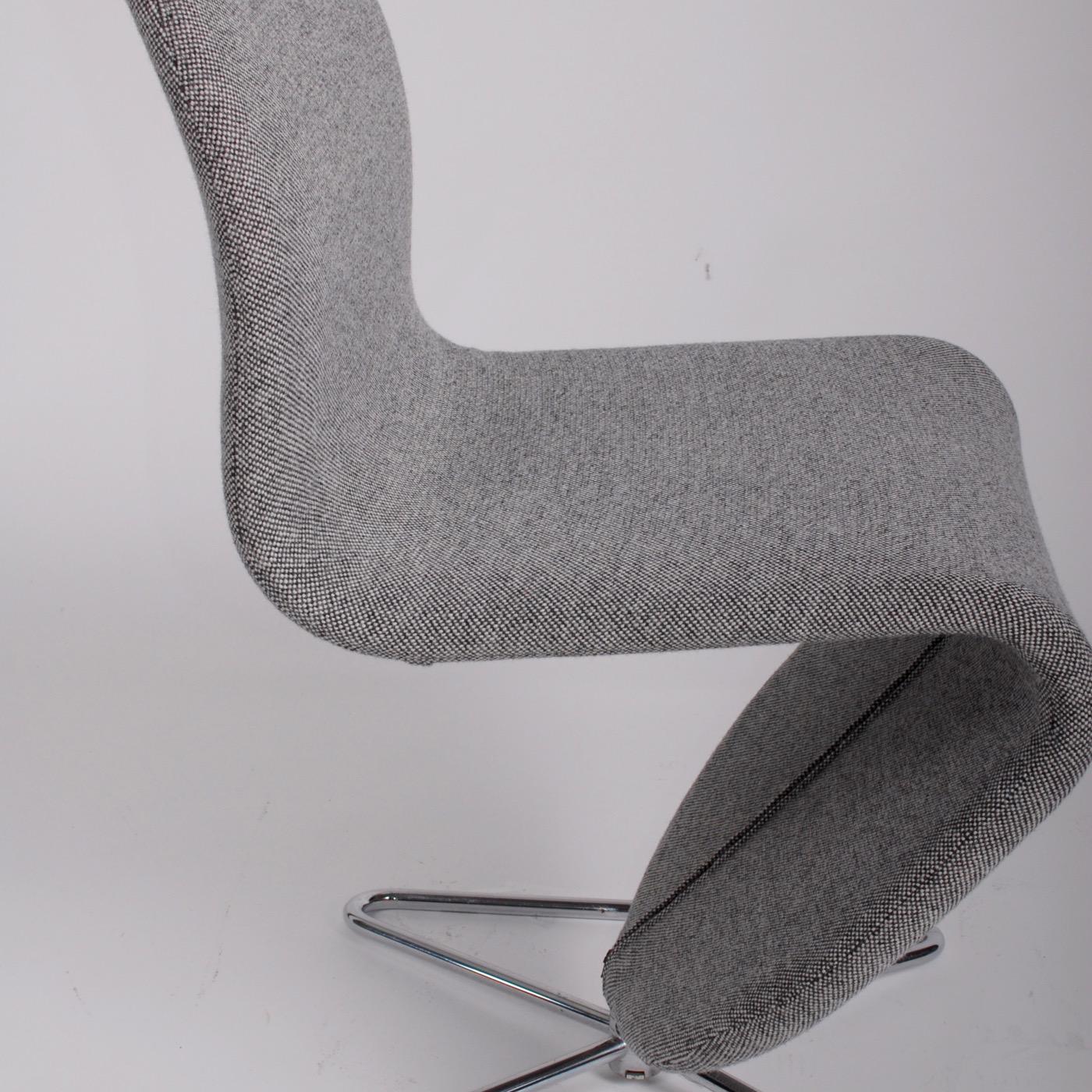 Late 20th Century Space Age Verner Panton Set of Four Chairs 123 Serie Fritz Hansen Wool Fabric