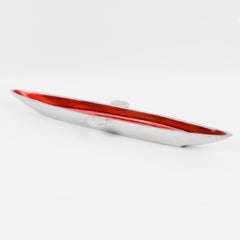 Space Age Vide Poche, Bowl, Catchall or Desk Tidy Aluminum and Red Enamel