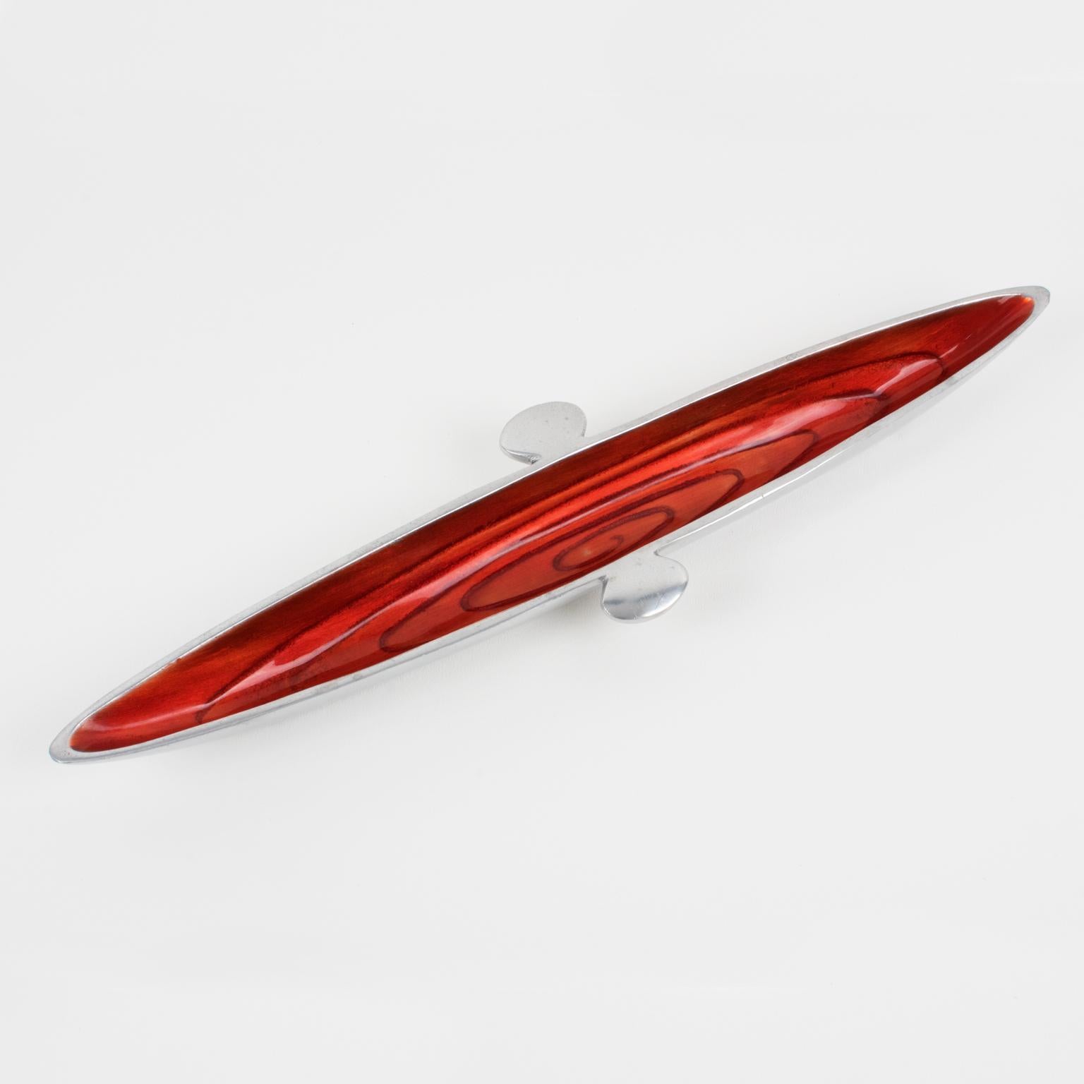 Ablageschale, Schale, Aufbewahrungsbehälter oder Schreibtisch aus Tidy Aluminium und roter Emaille, Space Age im Zustand „Hervorragend“ im Angebot in Atlanta, GA