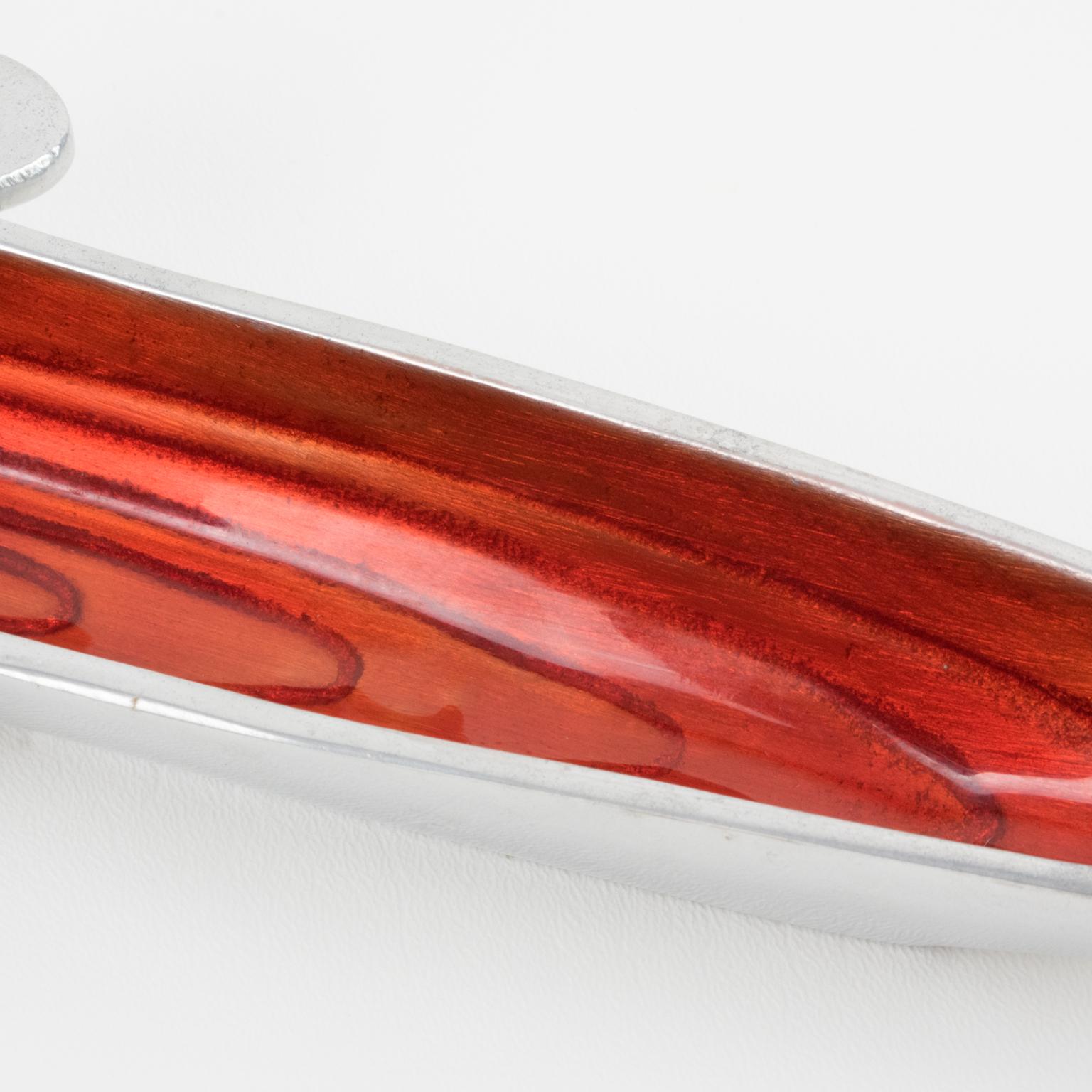 Ablageschale, Schale, Aufbewahrungsbehälter oder Schreibtisch aus Tidy Aluminium und roter Emaille, Space Age im Angebot 1
