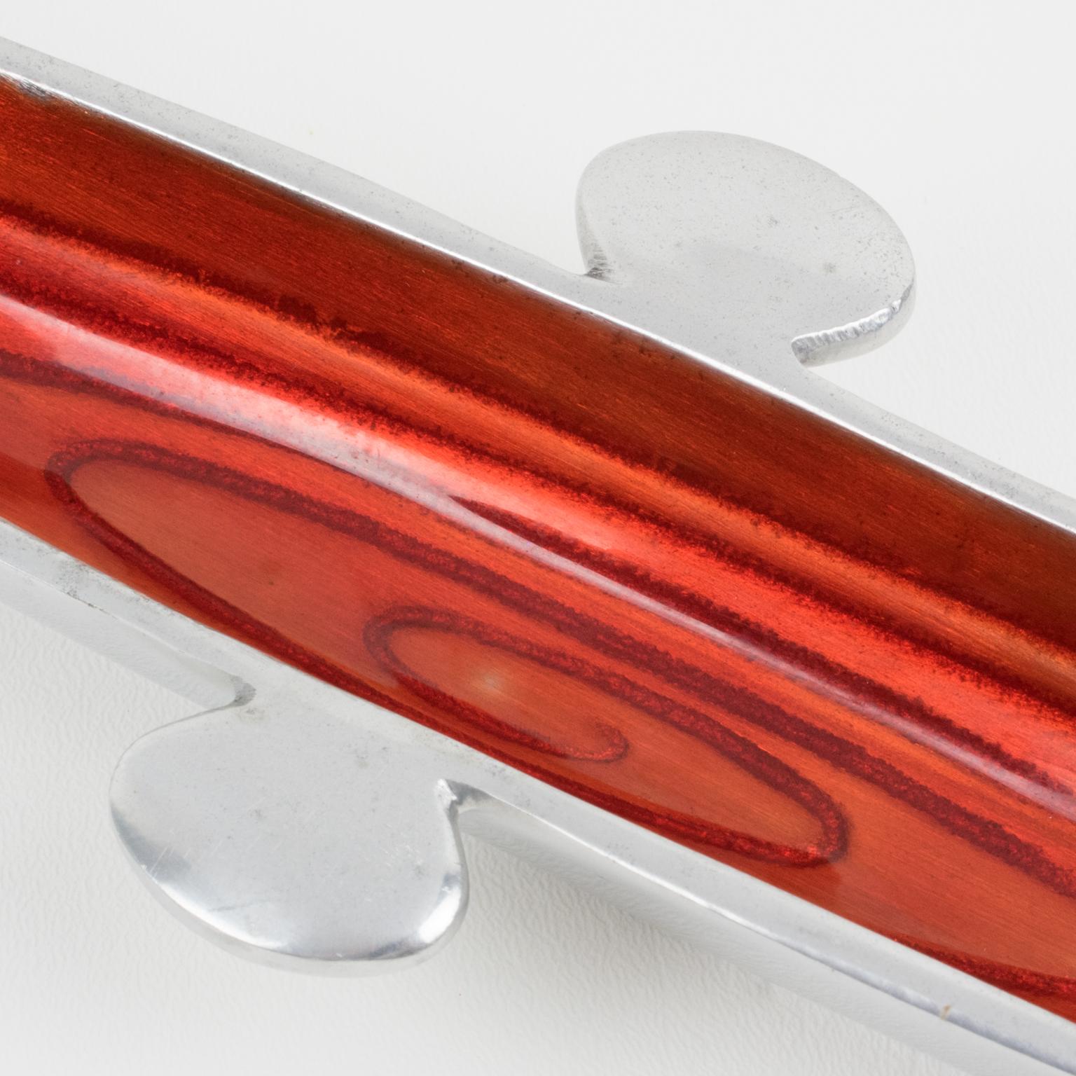 Ablageschale, Schale, Aufbewahrungsbehälter oder Schreibtisch aus Tidy Aluminium und roter Emaille, Space Age im Angebot 2