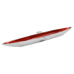 Space Age Vide Poche, Bowl, Catchall or Desk Tidy Aluminum and Red Enamel