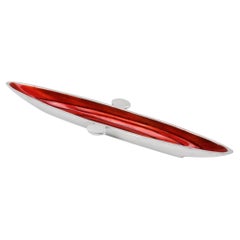 Space Age Vide Poche, Bowl, Catchall or Desk Tidy Aluminum and Red Enamel Space Age Vide Poche, Bowl, Catchall or Desk Tidy Aluminum and Red Enamel