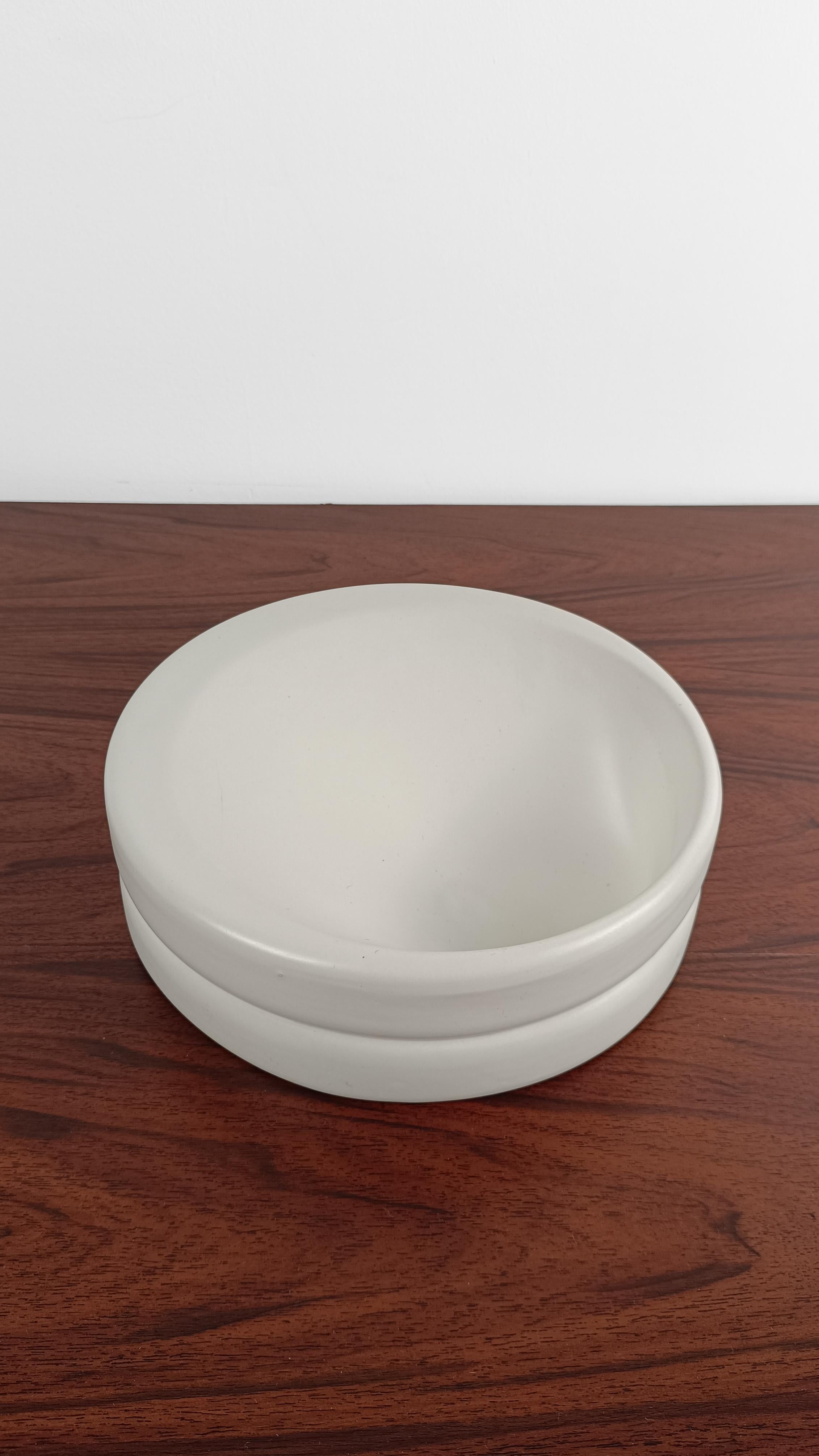 Space Age Vide Poche in Total White Ceramic By Parravicini Ceramiche, Italy 60s For Sale 2