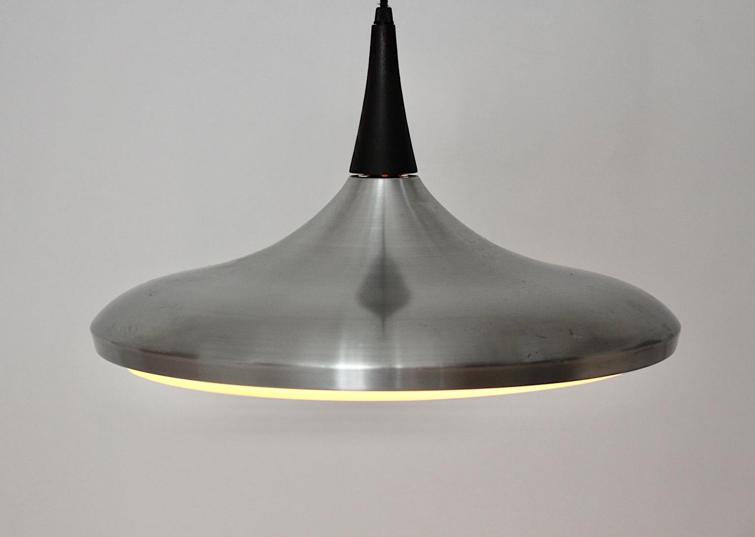 Space Age Vintage Aluminum Plastic Ufo like Chandelier Pendant 1960s  In Good Condition For Sale In Vienna, AT