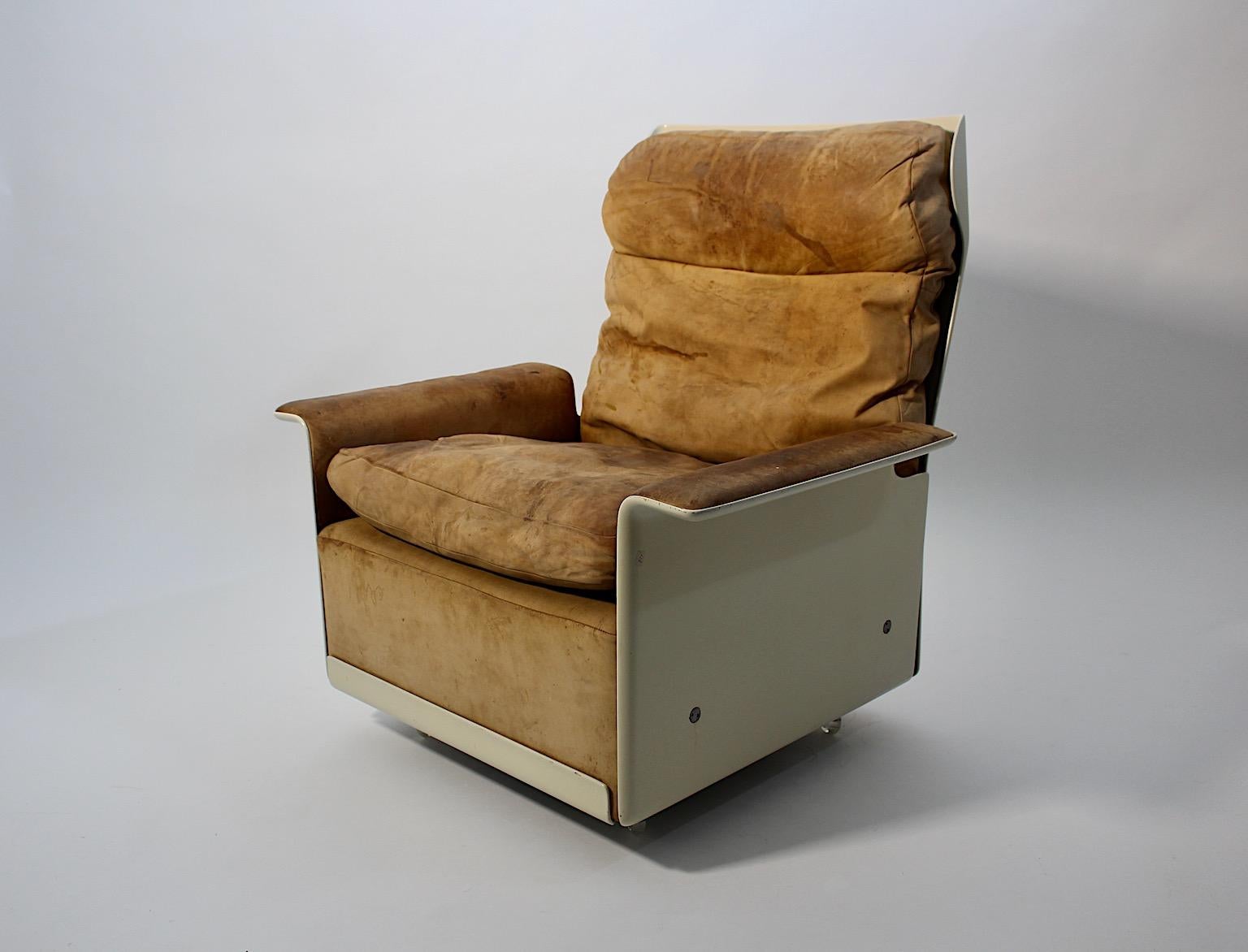 Ultrasuede Space Age Vintage Authentic Plastic Lounge Chair Dieter Rams 1960s Germany For Sale