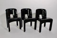 Space Age Vintage Black Plastic Up to Three Dining Chair Joe Colombo 1967 Italy