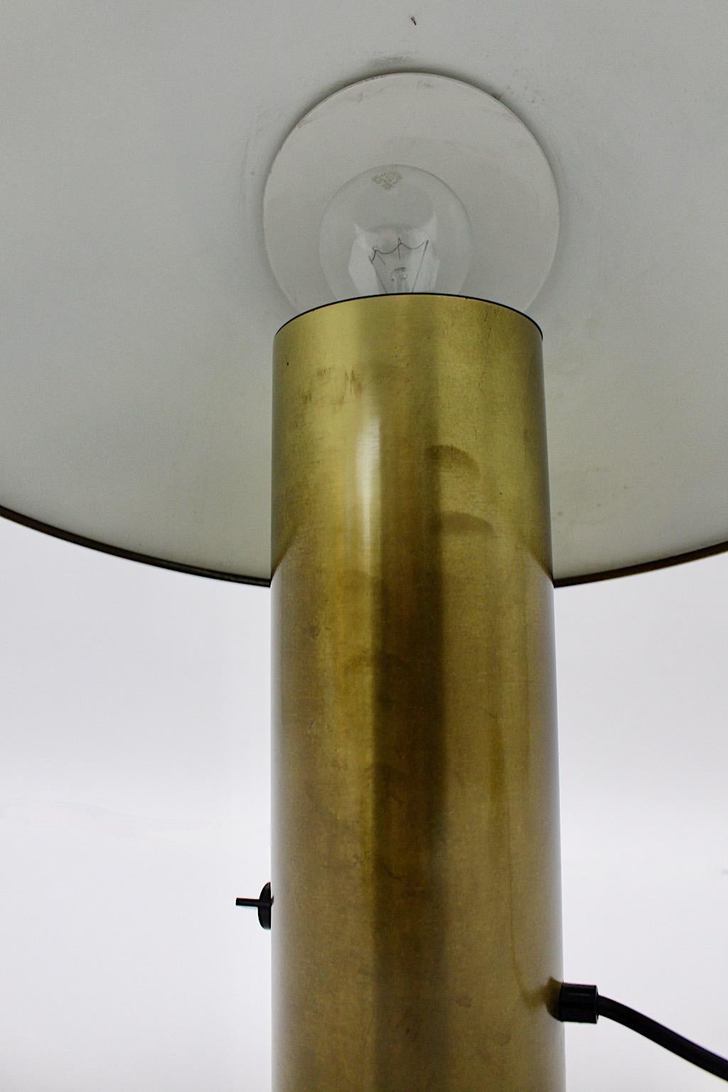 Space Age Vintage Brass Mushroom Table Lamp Franco Mirenzi Valenti Luce 1979 4