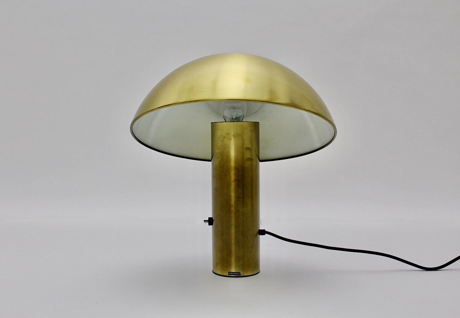 Space Age Vintage Brass Mushroom Table Lamp Franco Mirenzi Valenti Luce 1979 8