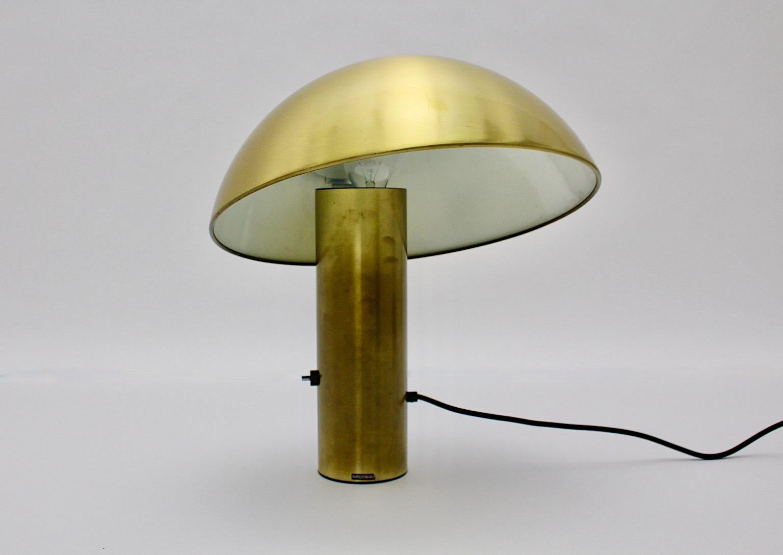 Space Age Vintage Brass Mushroom Table Lamp Franco Mirenzi Valenti Luce 1979 9