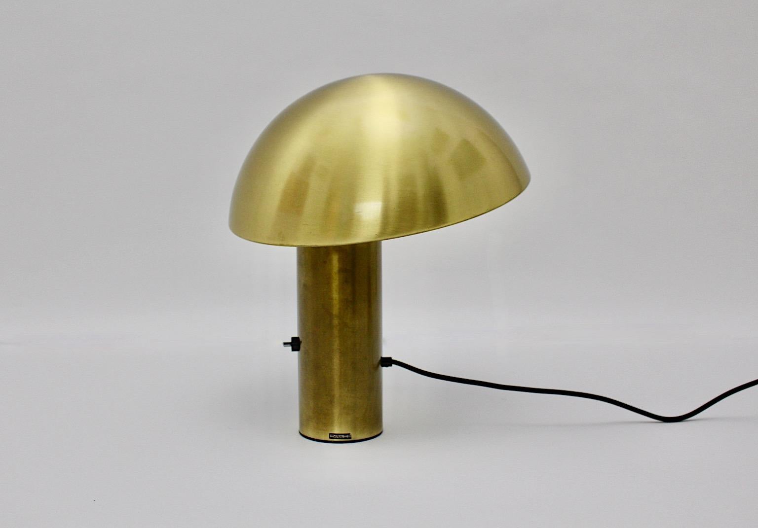 Space Age Vintage Brass Mushroom Table Lamp Franco Mirenzi Valenti Luce 1979 In Good Condition In Vienna, AT