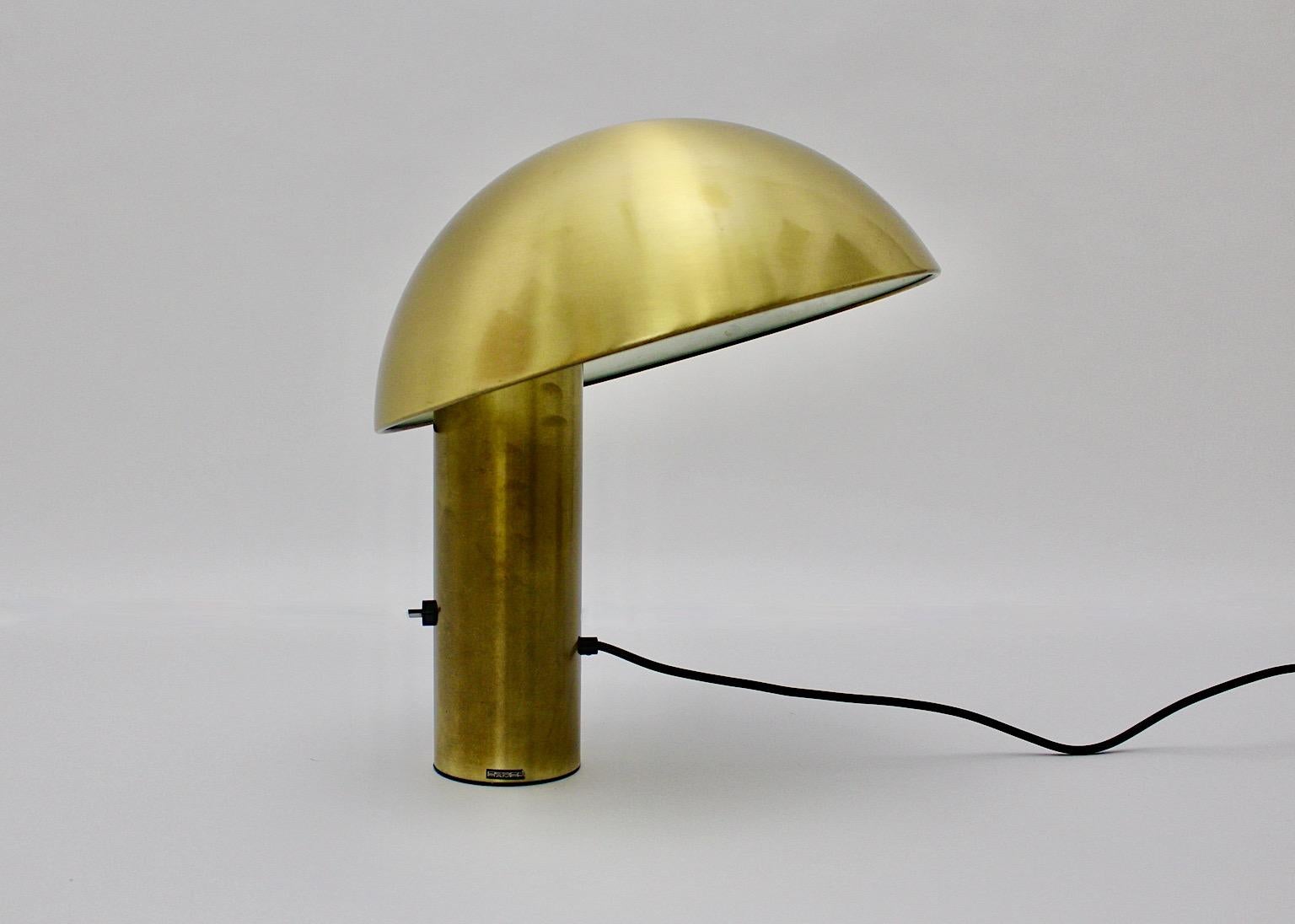 Metal Space Age Vintage Brass Mushroom Table Lamp Franco Mirenzi Valenti Luce 1979