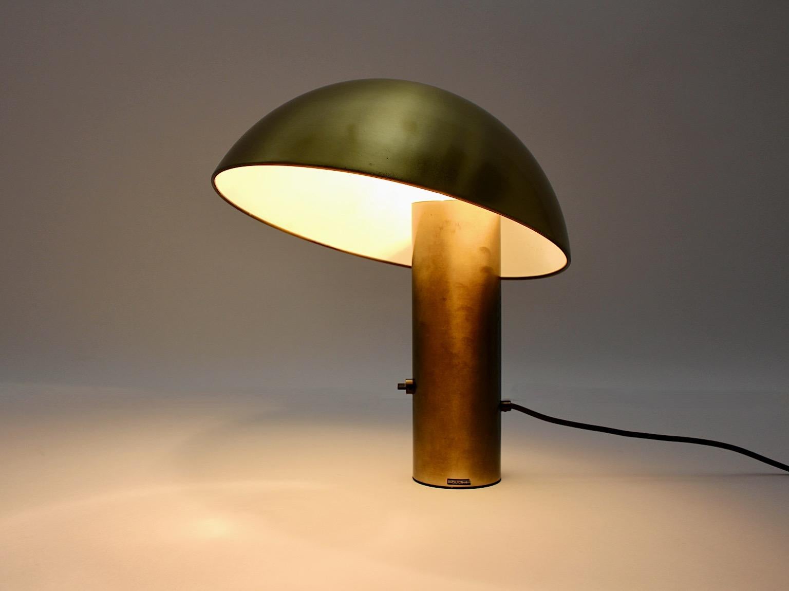 Space Age Vintage Brass Mushroom Table Lamp Franco Mirenzi Valenti Luce 1979 1