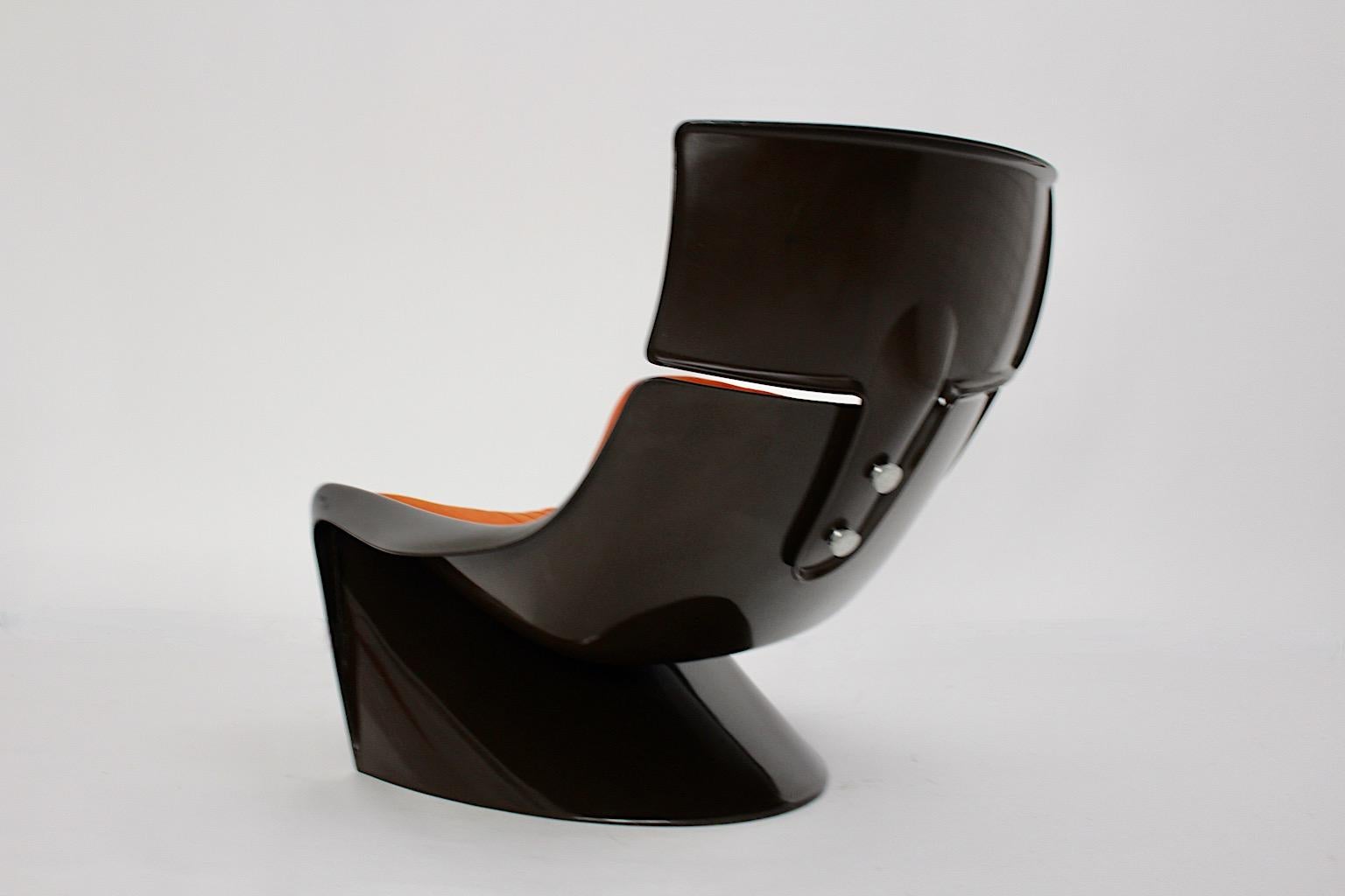 Space Age Vintage Brown Orange Plastic Lounge Chair Steen Ostergaard 1960s For Sale 8