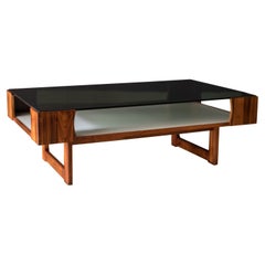 Table basse Bruksbo en bois de rose et verre de l'ère spatiale vintage par Torbjorn Afdal