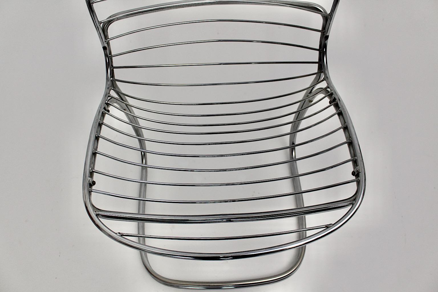 Space Age Vintage Chairs Chromed Steel Gastone Rinaldi for Rima, Italy, 1970s For Sale 5