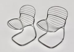 Space Age Vintage Chairs Chromed Steel Gastone Rinaldi for Rima, Italy, 1970s