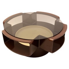 Space Age Vintage Mesa de centro de plástico marrón chocolate de los años 70