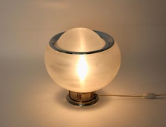 Space Age Vintage Chromed Metal Plexiglass Table Lamp Harvey Guzzini 1970s Italy