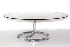 Space Age Vintage Chromed Metal Smoked Glass Coffee Table, 1970s, Germany